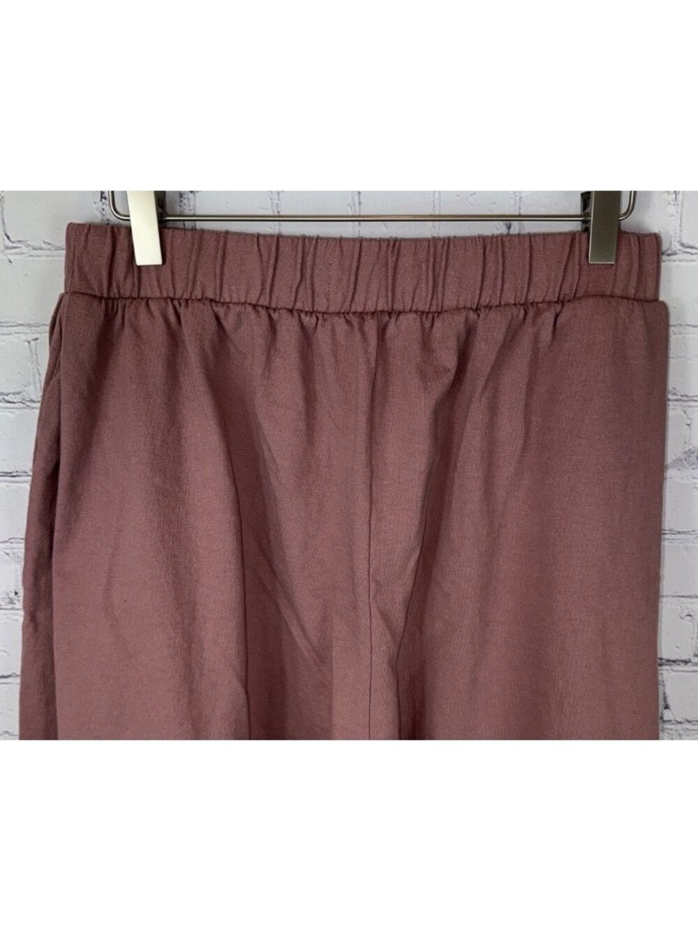 FREE PEOPLE BEACH Mauve Wide Leg Knit Lounge Pants Boho Fit Pockets Size Medium - Picture 7 of 7